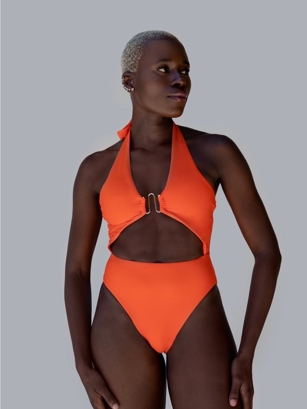 Wet Swim Paisley Monokini Orange + Gold Cutout Halter Resortwear Swimsuit Xs